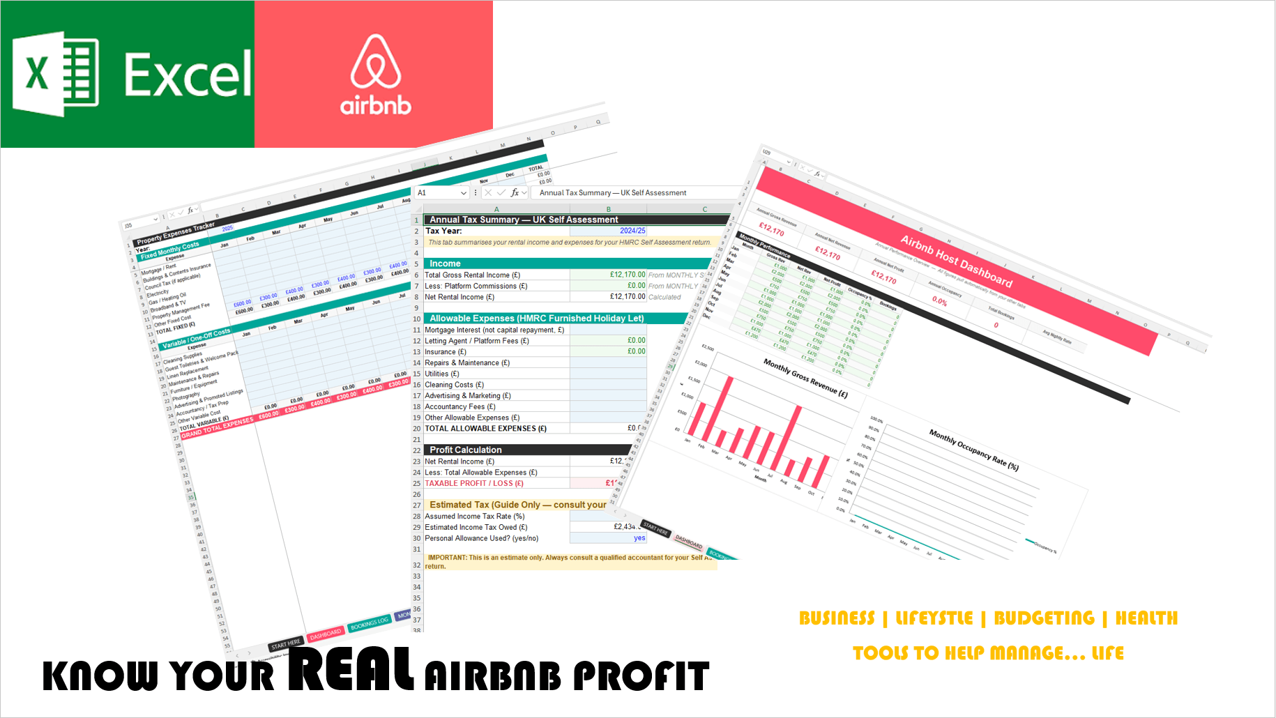Airbnb Host Profit Dashboard & Financial Tracker (Excel)